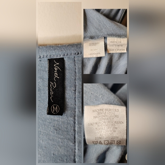 North River Womens Jersey V Neck Soft Blue Knit Lagenlook Flowy Top Size Medium - Picture 10 of 10